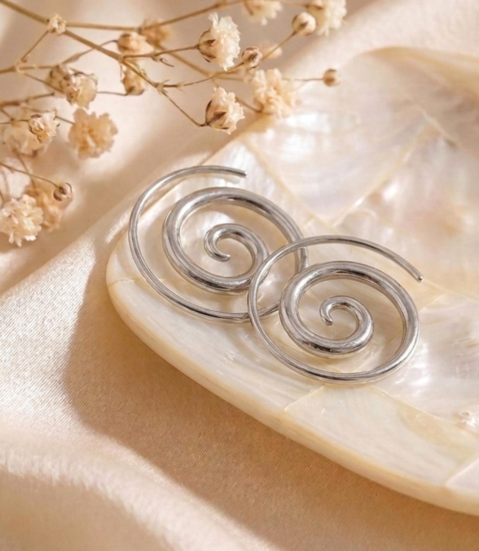 Silver Spiral Threader Earrings — product view 1