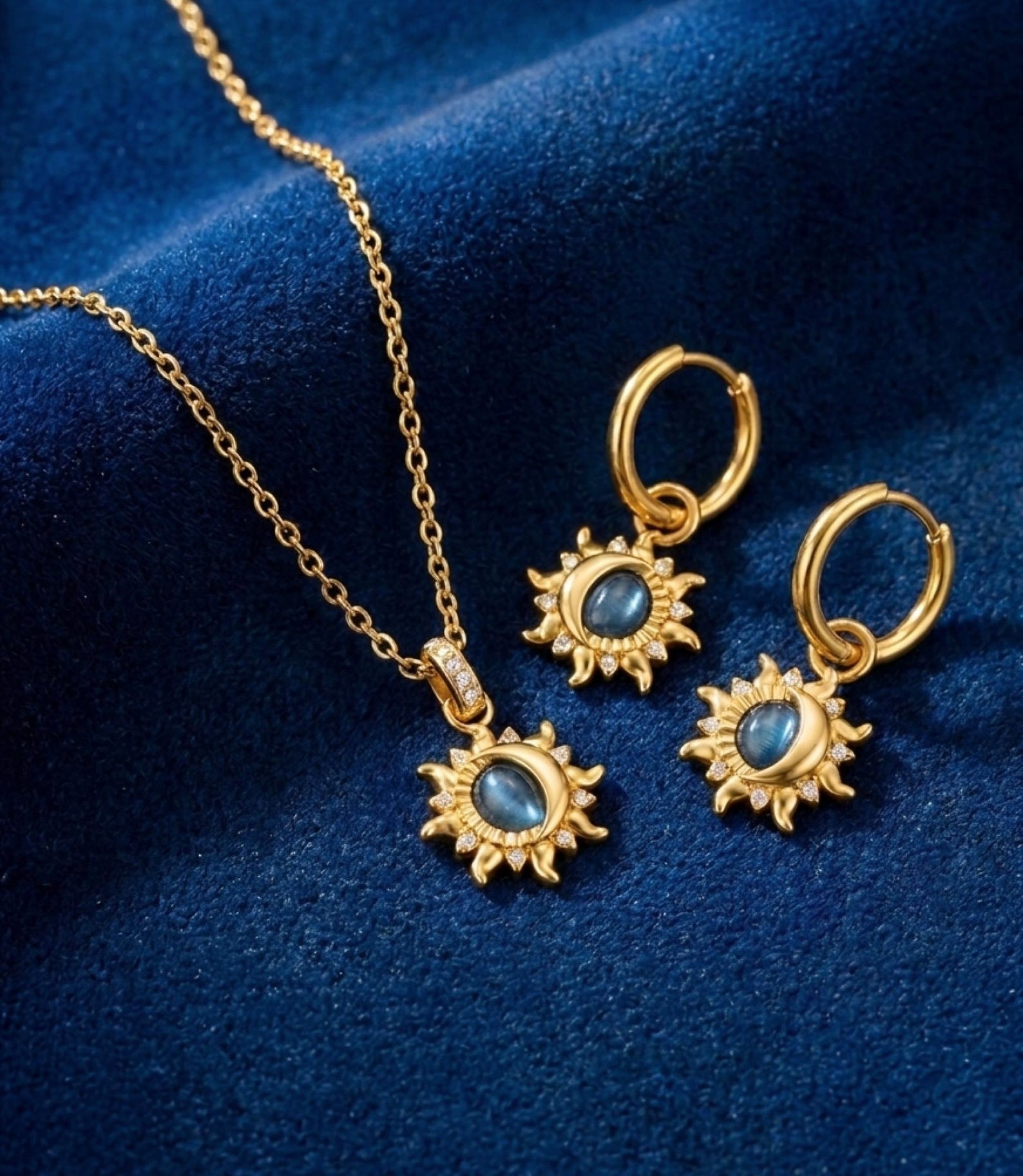 Blue Sun & Moon Jewelry Set — product view 1