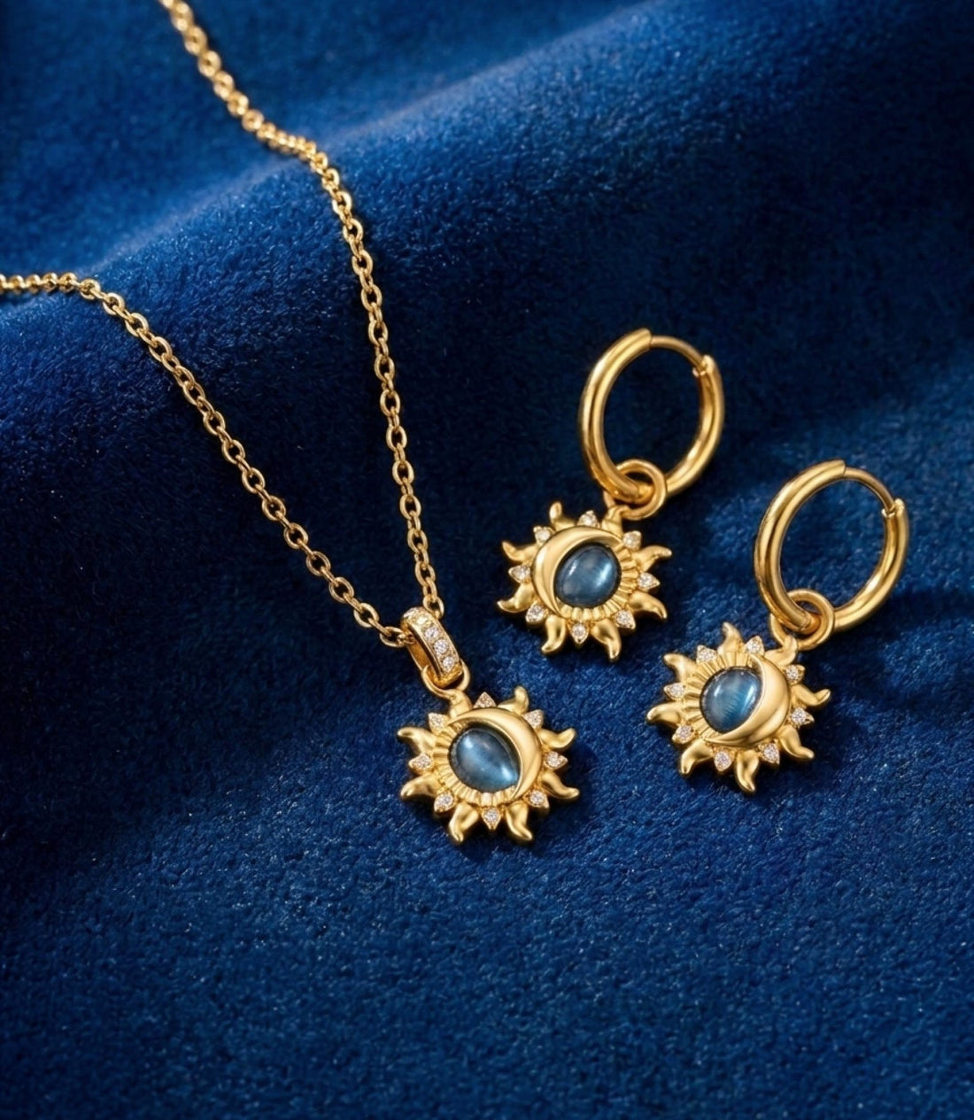 Blue Sun & Moon Jewelry Set — product view 1