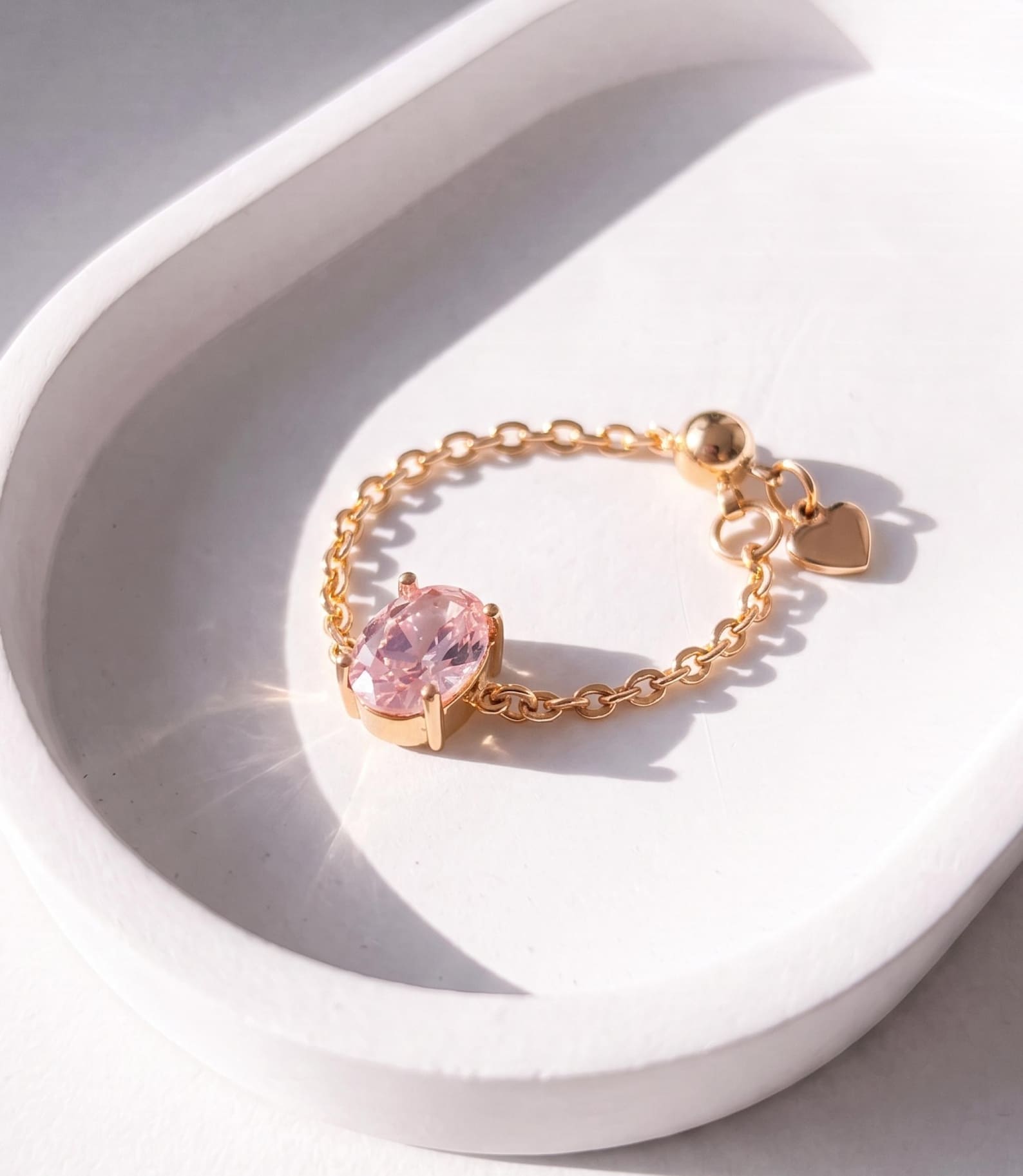 Birthstone Oval Chain Ring — product view 1