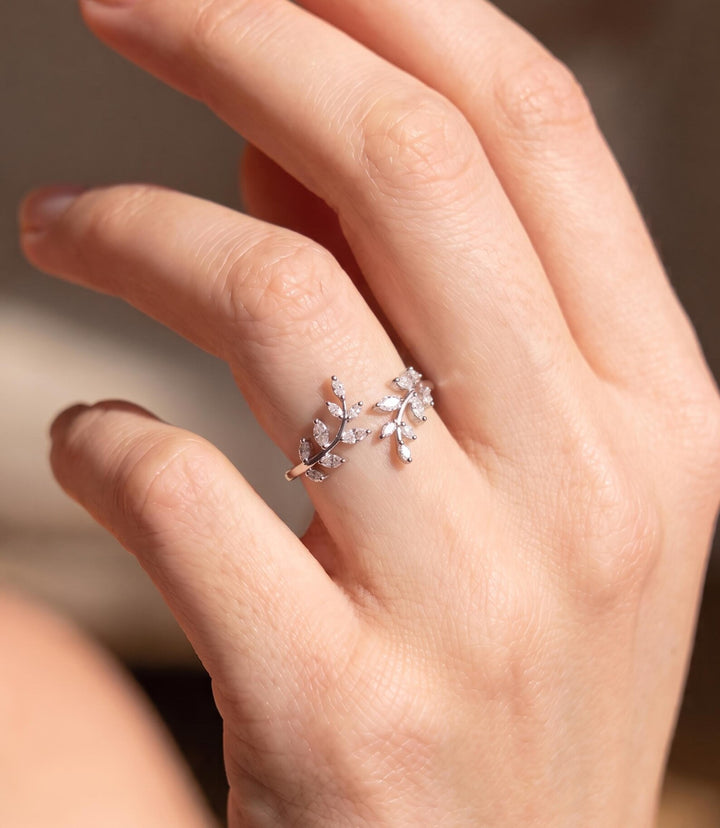 Adjustable Leaf Cuff Ring — product view 1