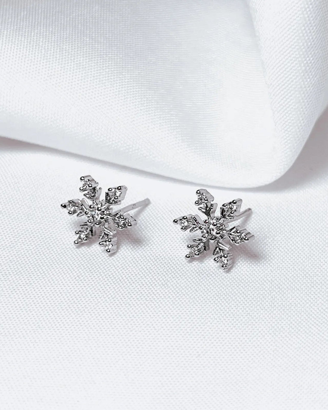 Sterling Silver Snowflake Earrings with Cubic Zirconia