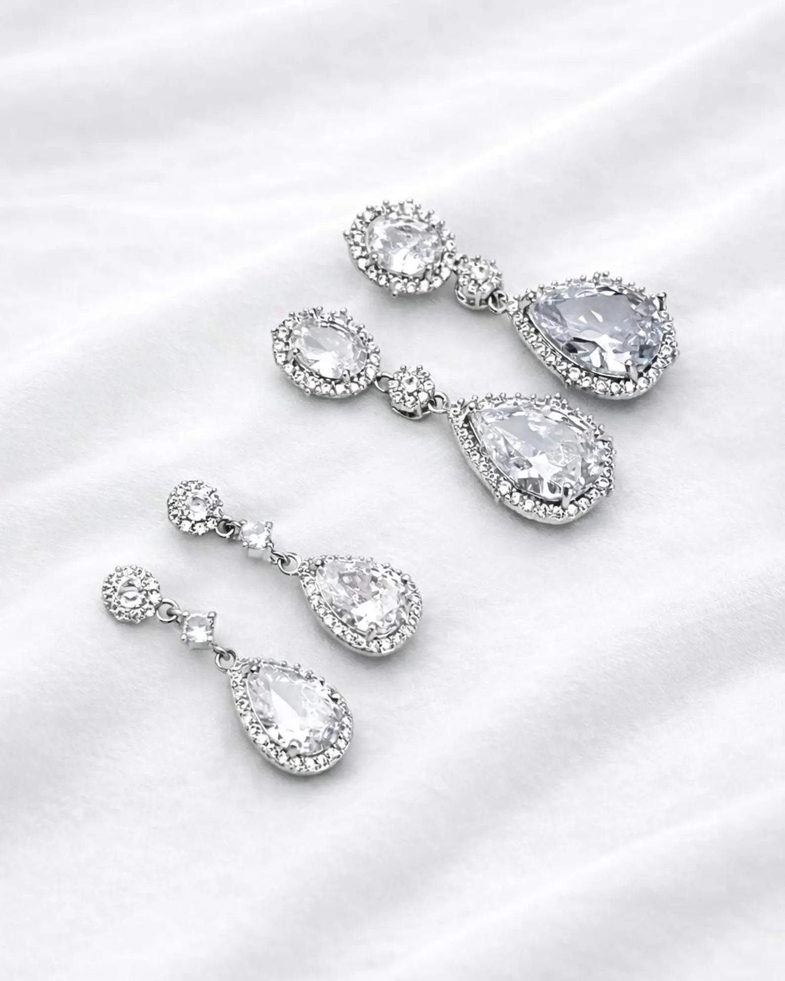 Triple Teardrop Crystal Earrings by Jolis Noir