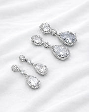 Triple Teardrop Crystal Earrings