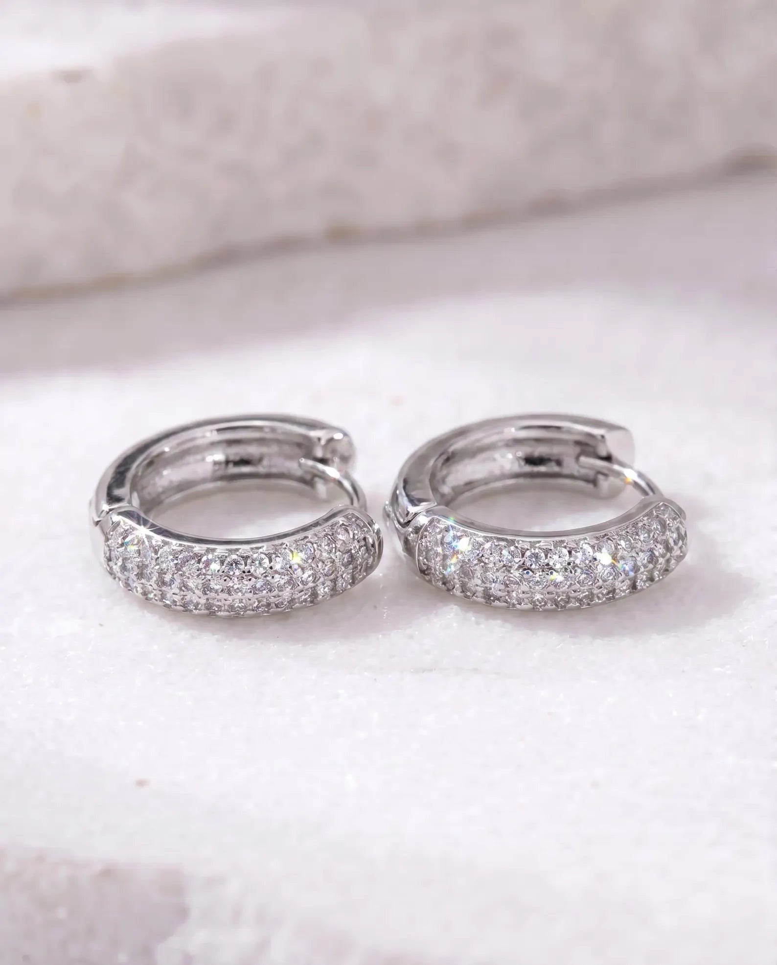 15mm Pavé Huggie Hoop Earrings — alternate view 5