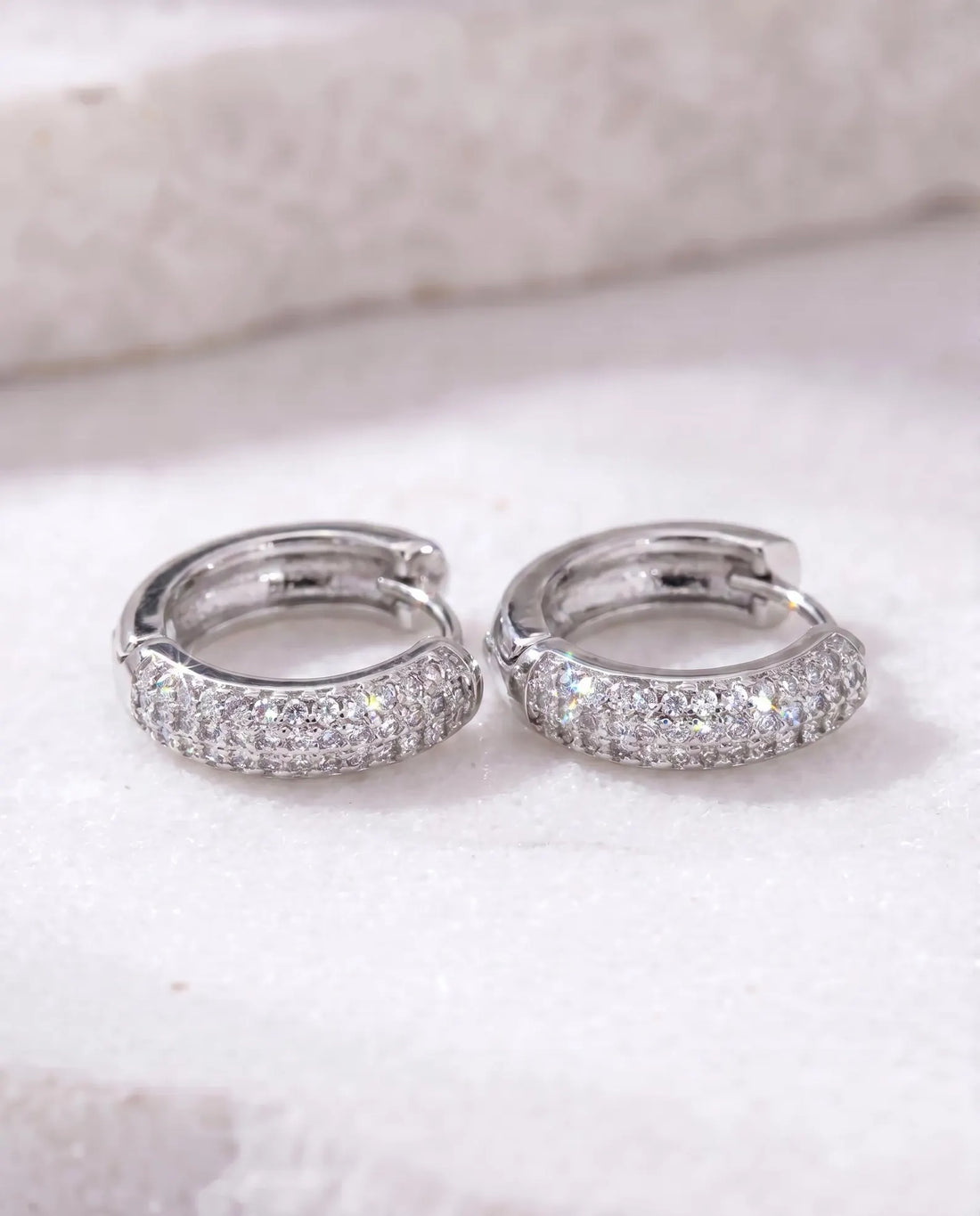 15mm Pavé Huggie Hoop Earrings — alternate view 5