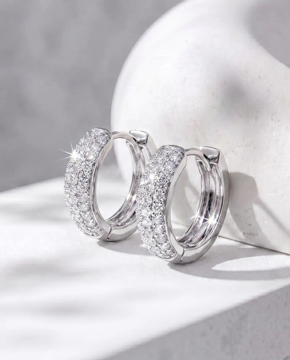 15mm Pavé Huggie Hoop Earrings by Jolis Noir