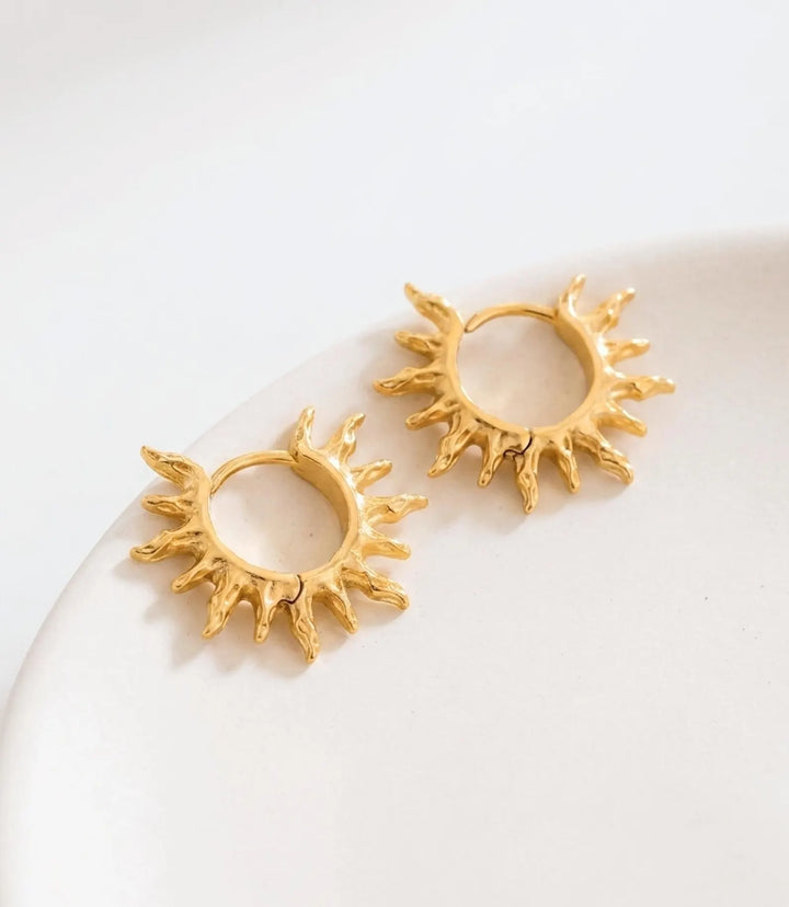 18K Gold Minimalist Sun Earrings