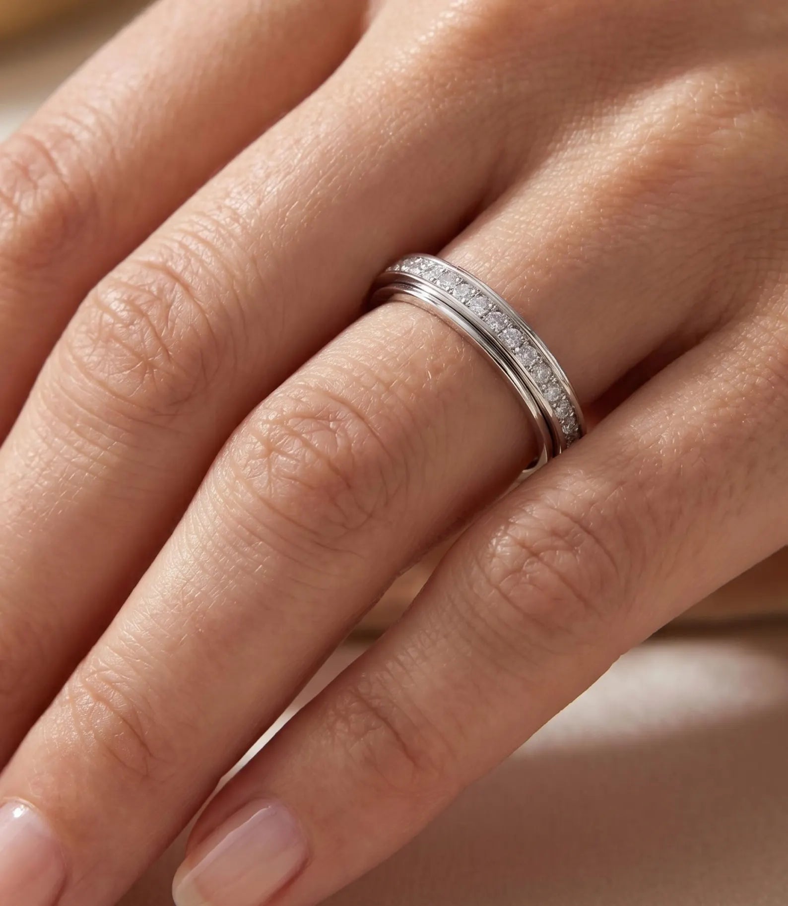 Minimalist Anxiety Ring with Crystals