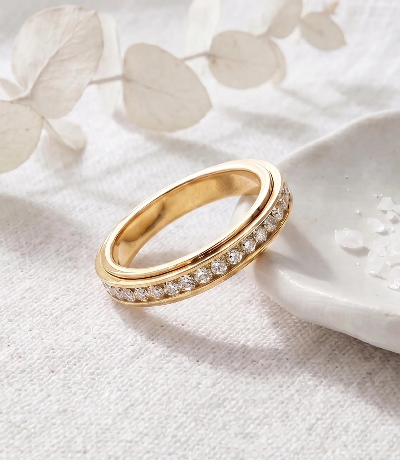 Minimalist Anxiety Ring with Crystals