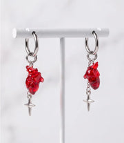 Gothic Blood Heart Earrings