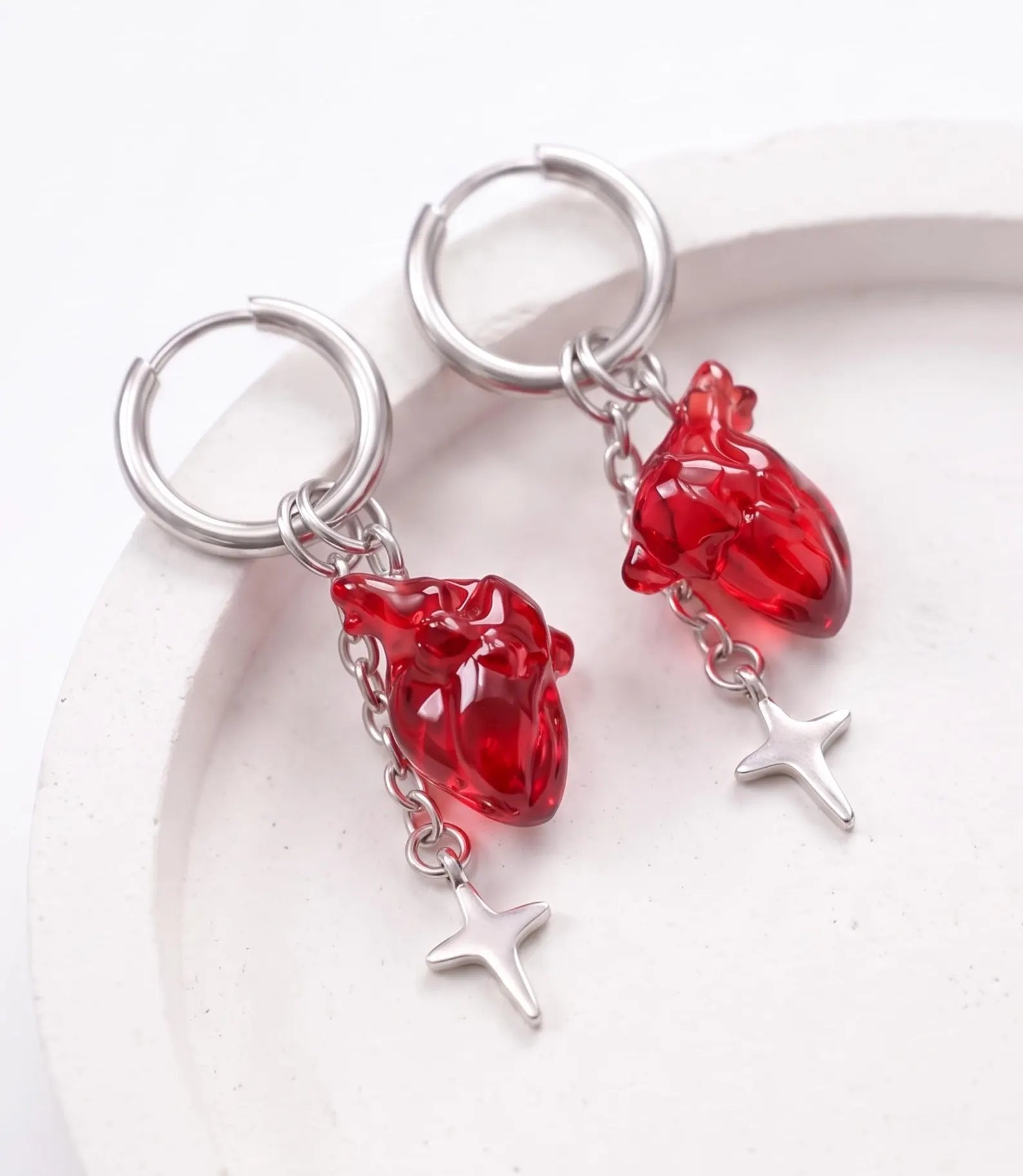 Gothic Blood Heart Earrings