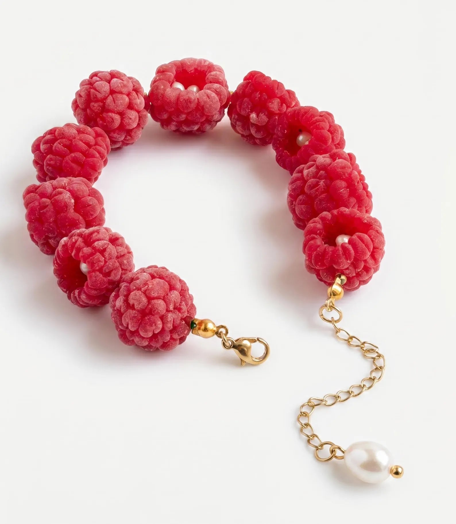 Handmade Raspberry Bracelet with Freshwater Pearls