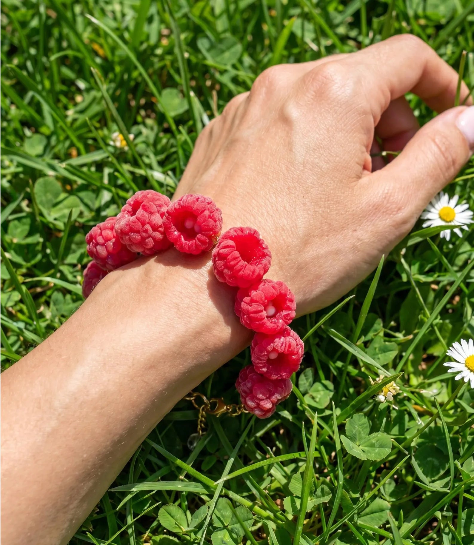 Handmade Raspberry Bracelet with Freshwater Pearls