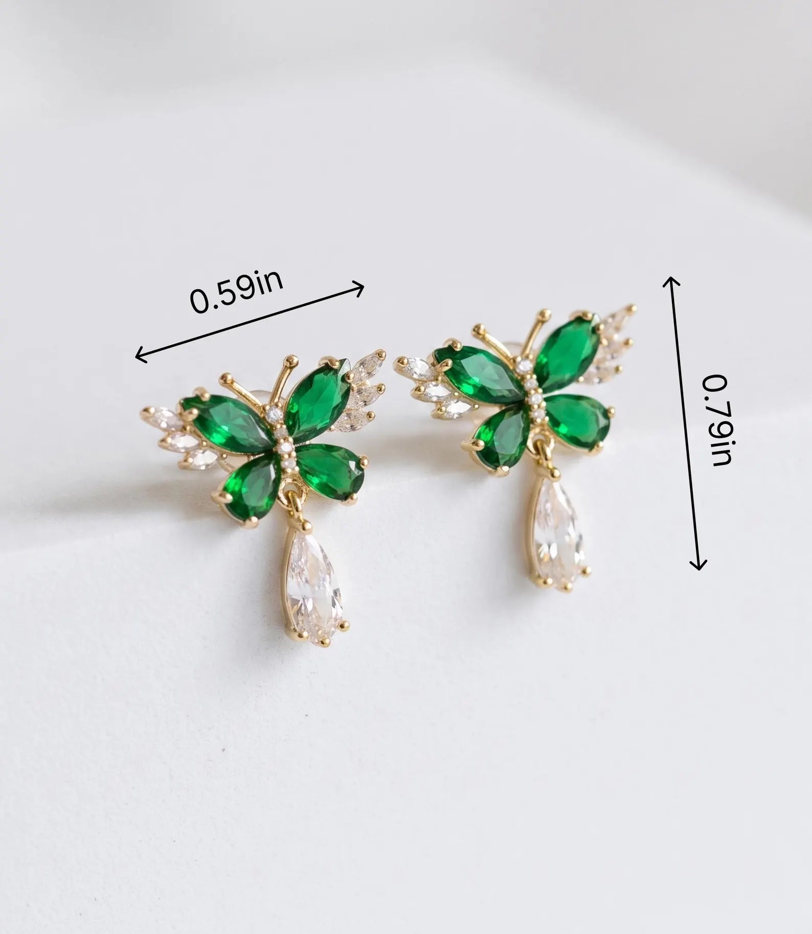 Emerald Butterfly Birthstone Earrings
