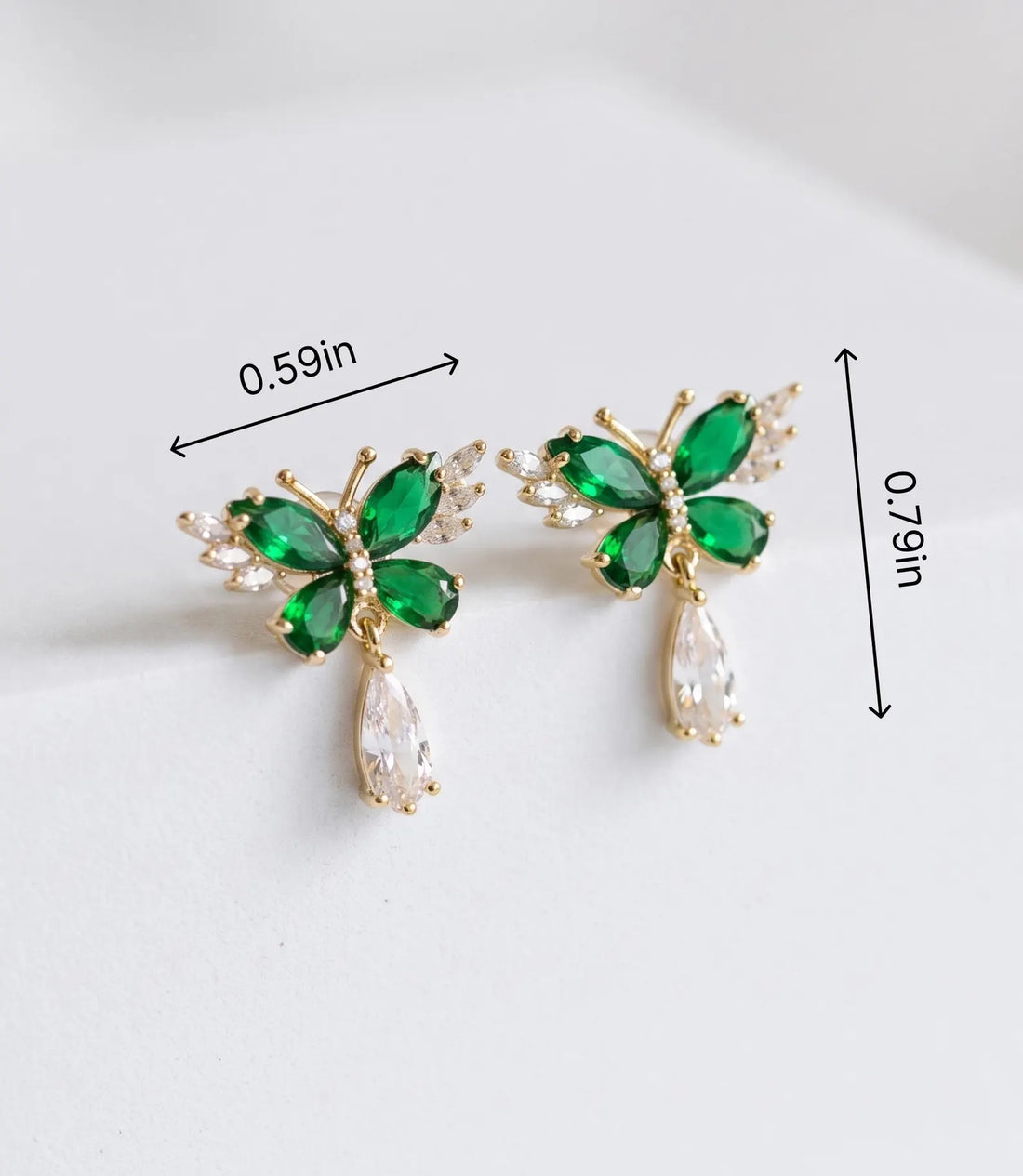 Emerald Butterfly Birthstone Earrings