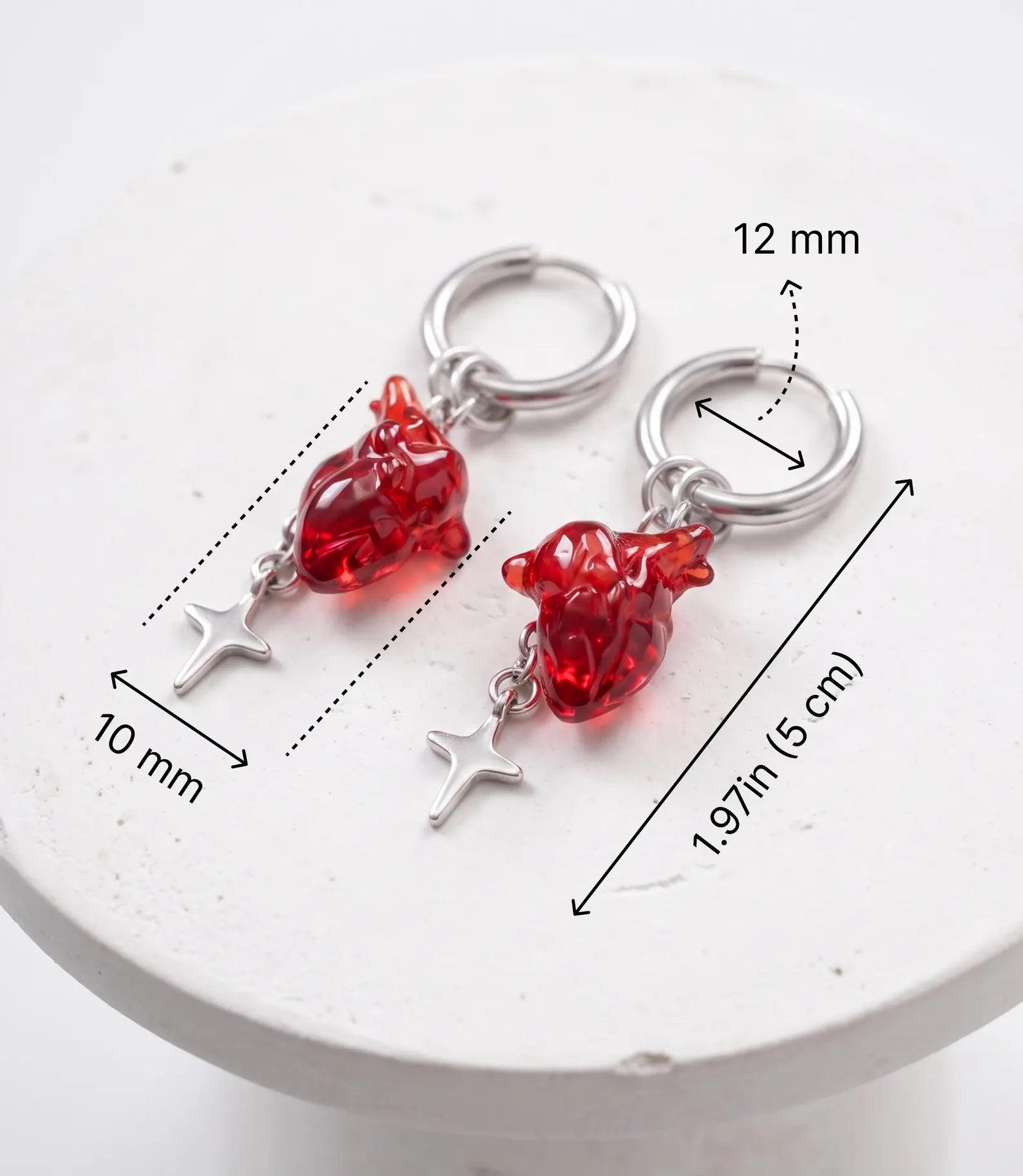 Gothic Blood Heart Earrings