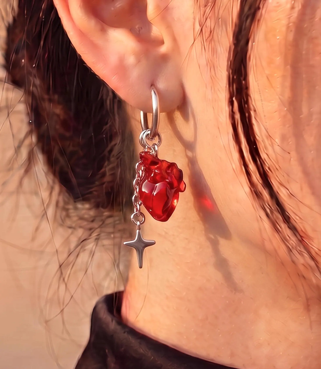 Gothic Blood Heart Earrings