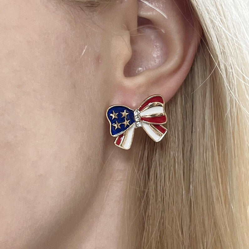 American Flag Bow Stud Earrings — product view 4