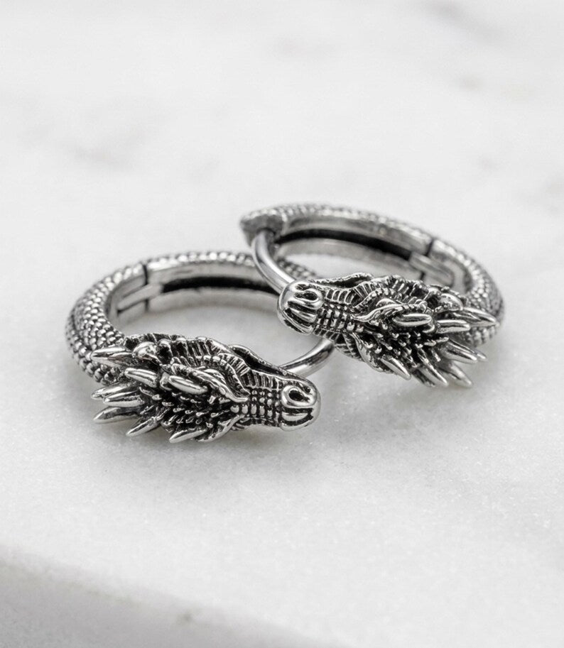 Gothic Dragon Hoop Earrings — product view 2