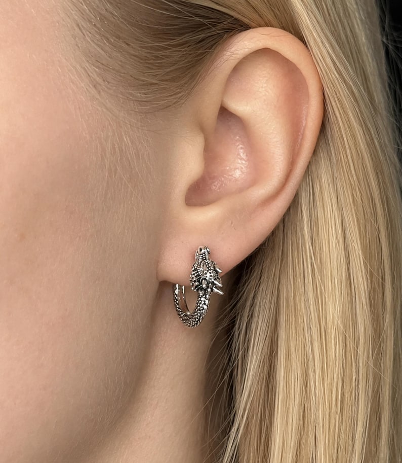 Gothic Dragon Hoop Earrings — product view 4