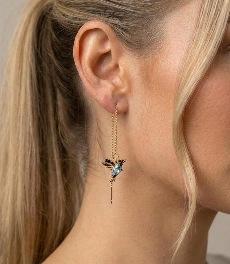 Hummingbird Threader Earrings — product view 3