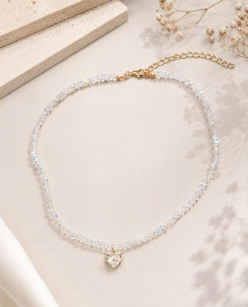 Crystal Heart Choker Necklace — product view 4
