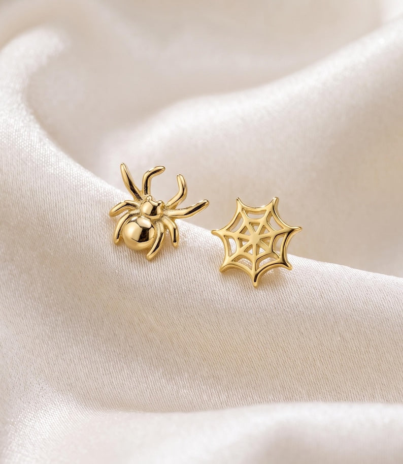 Mismatched Spider Web Stud Earrings — product view 4