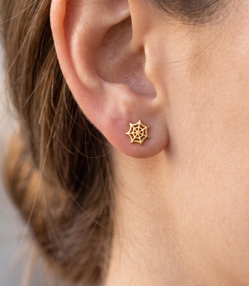 Mismatched Spider Web Stud Earrings — product view 2