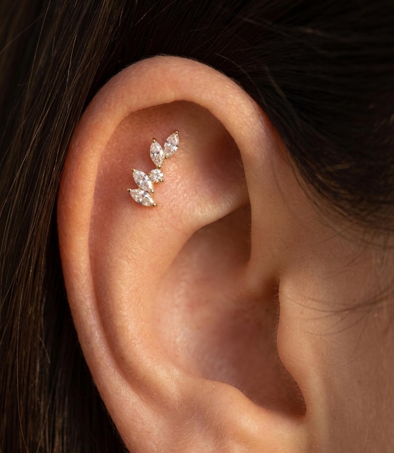 Marquise Titanium Flat Back Stud — product view 3