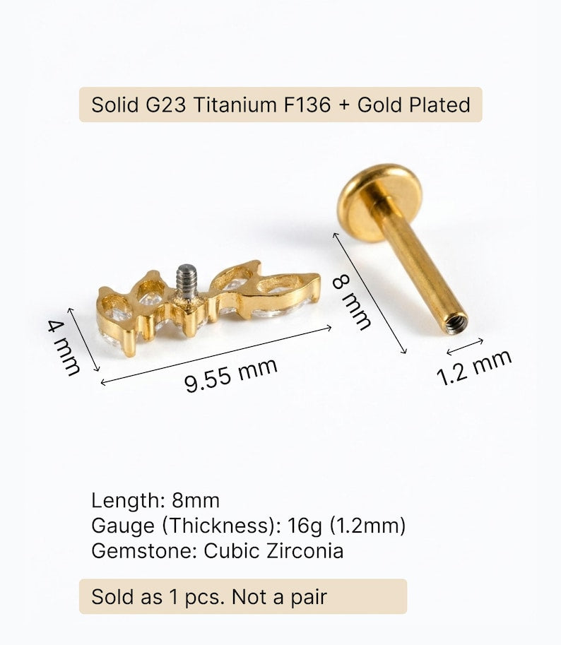 Marquise Titanium Flat Back Stud — product view 2