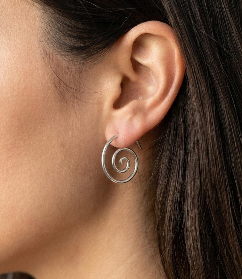 Silver Spiral Threader Earrings — product view 2