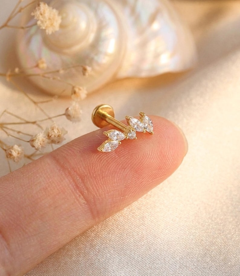 Marquise Titanium Flat Back Stud — product view 4