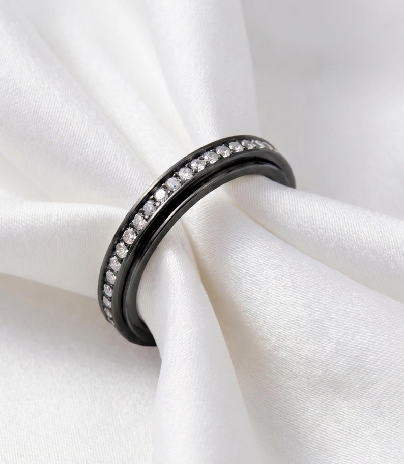 Black Spinner Anxiety Ring — product view 2
