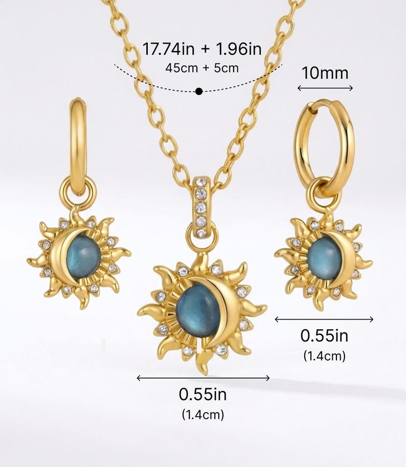 Blue Sun & Moon Jewelry Set — product view 2