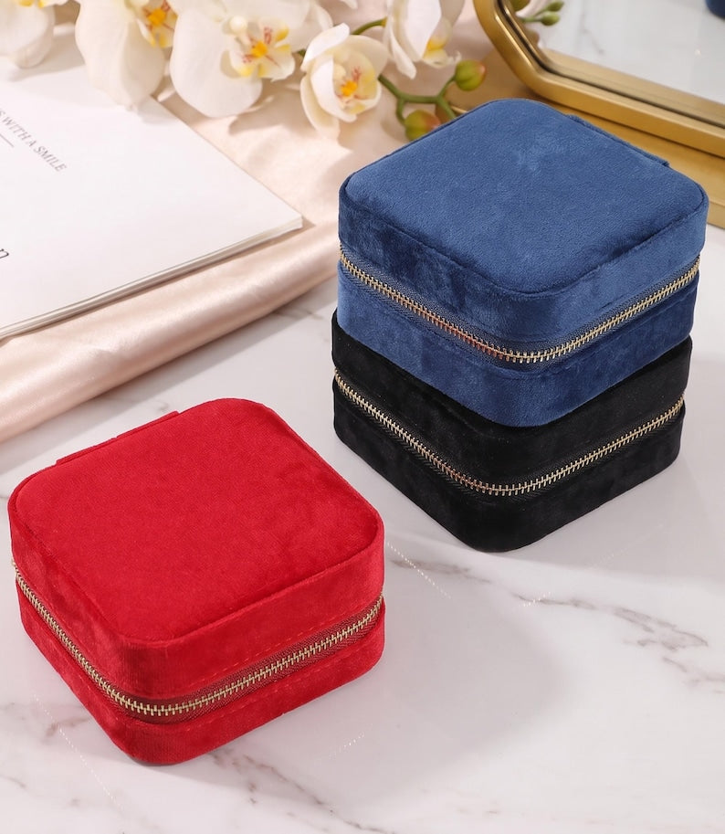 Personalized Velvet Travel Jewelry Case — product view 4