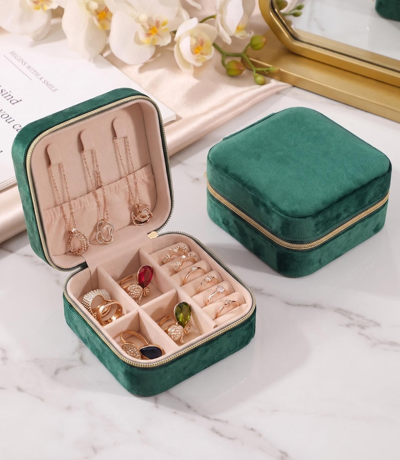 Personalized Velvet Travel Jewelry Case — product view 3