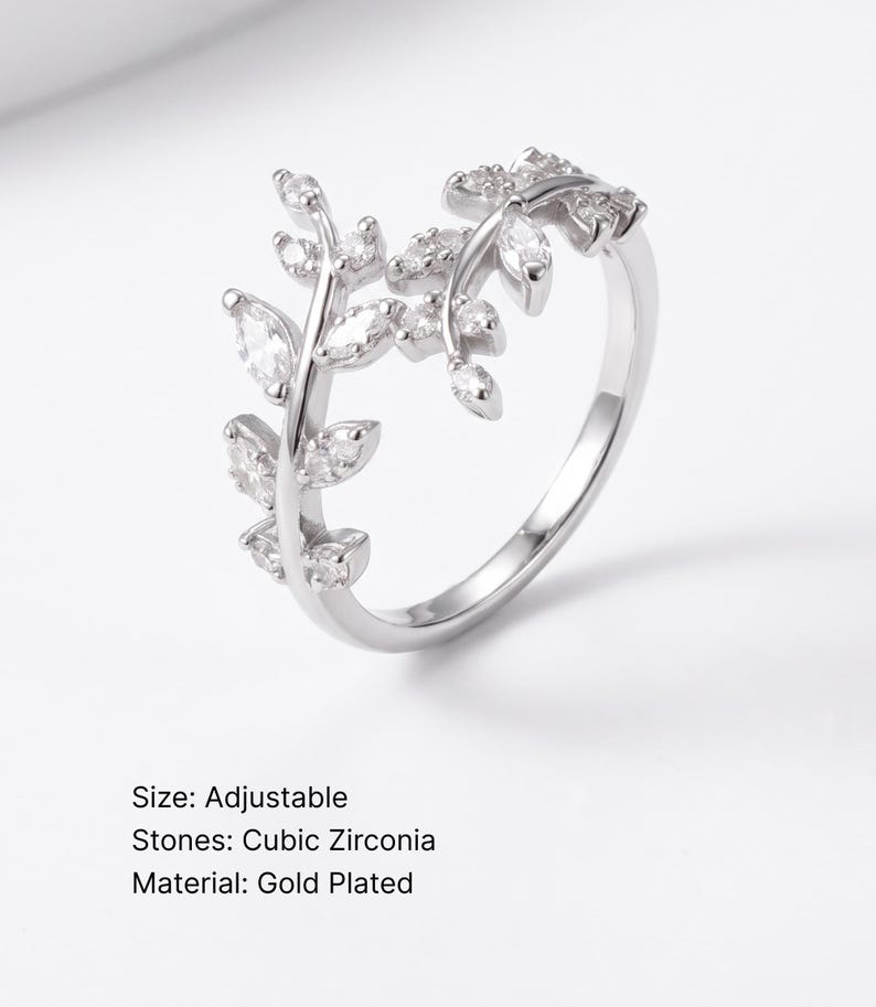 Adjustable Leaf Cuff Ring — product view 3