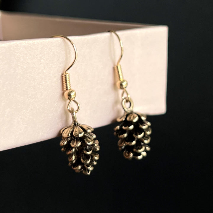 Pine Cone Earrings, Dangle Earrings, Christmas Earrings, Handmade Jewelry, Best selling items, caitlynminimalist, mixed metal earrings