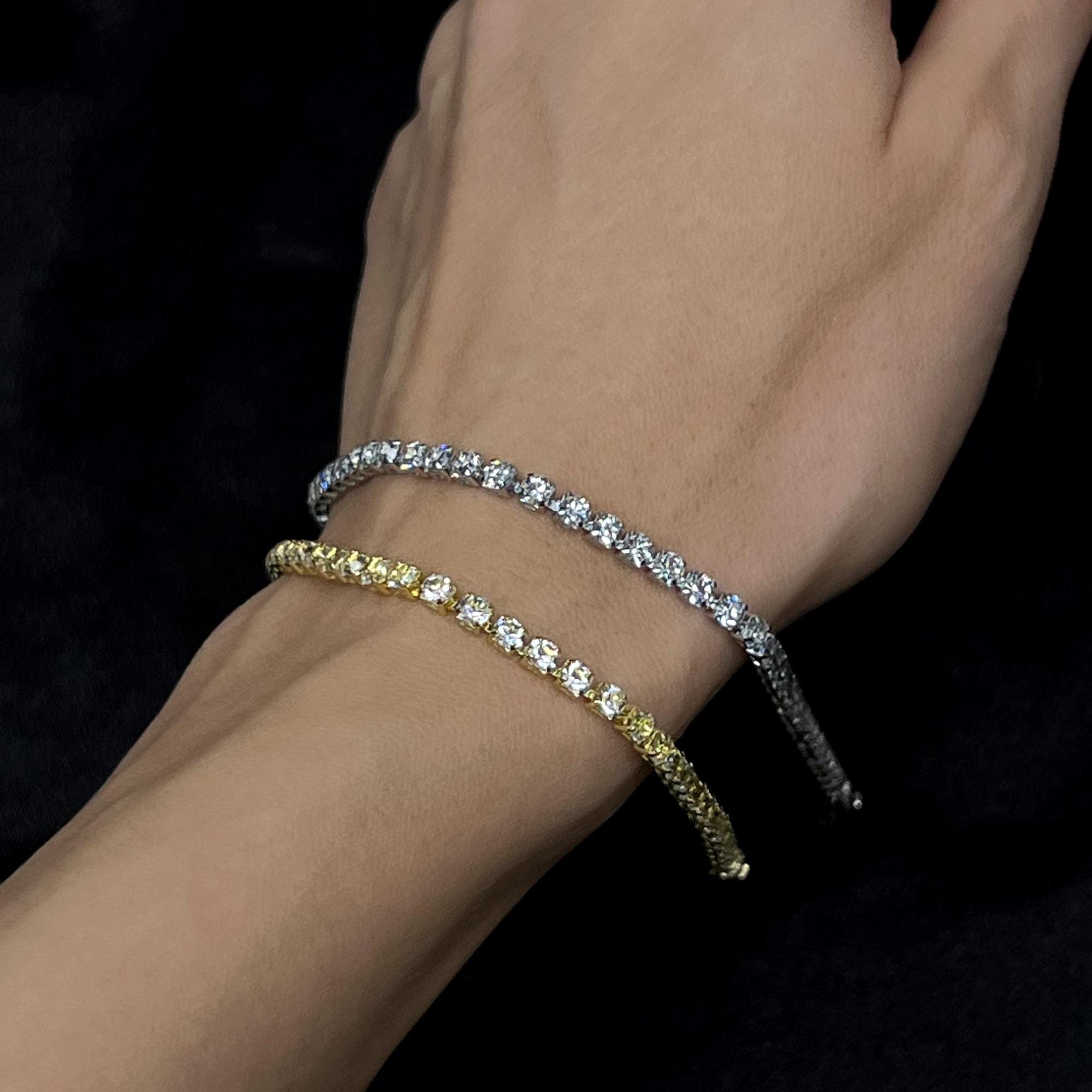 Classic tennis bracelet, Moissanite tennis bracelet, Wedding Jewelry, Diamond Bracelet, Vintage Diamond Gemstone Bracelet, Gifts for Her