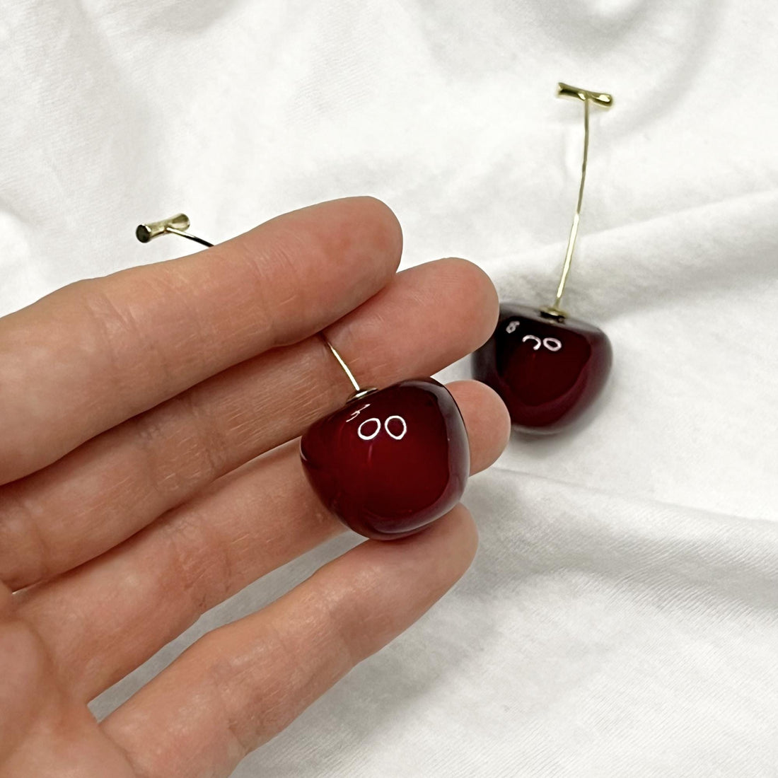Resin Red Cherry Earrings, Resin Jewelry, Cherry Earring, food earrings, dangle drop gold earrings, anniversary gift, christmas gift for her