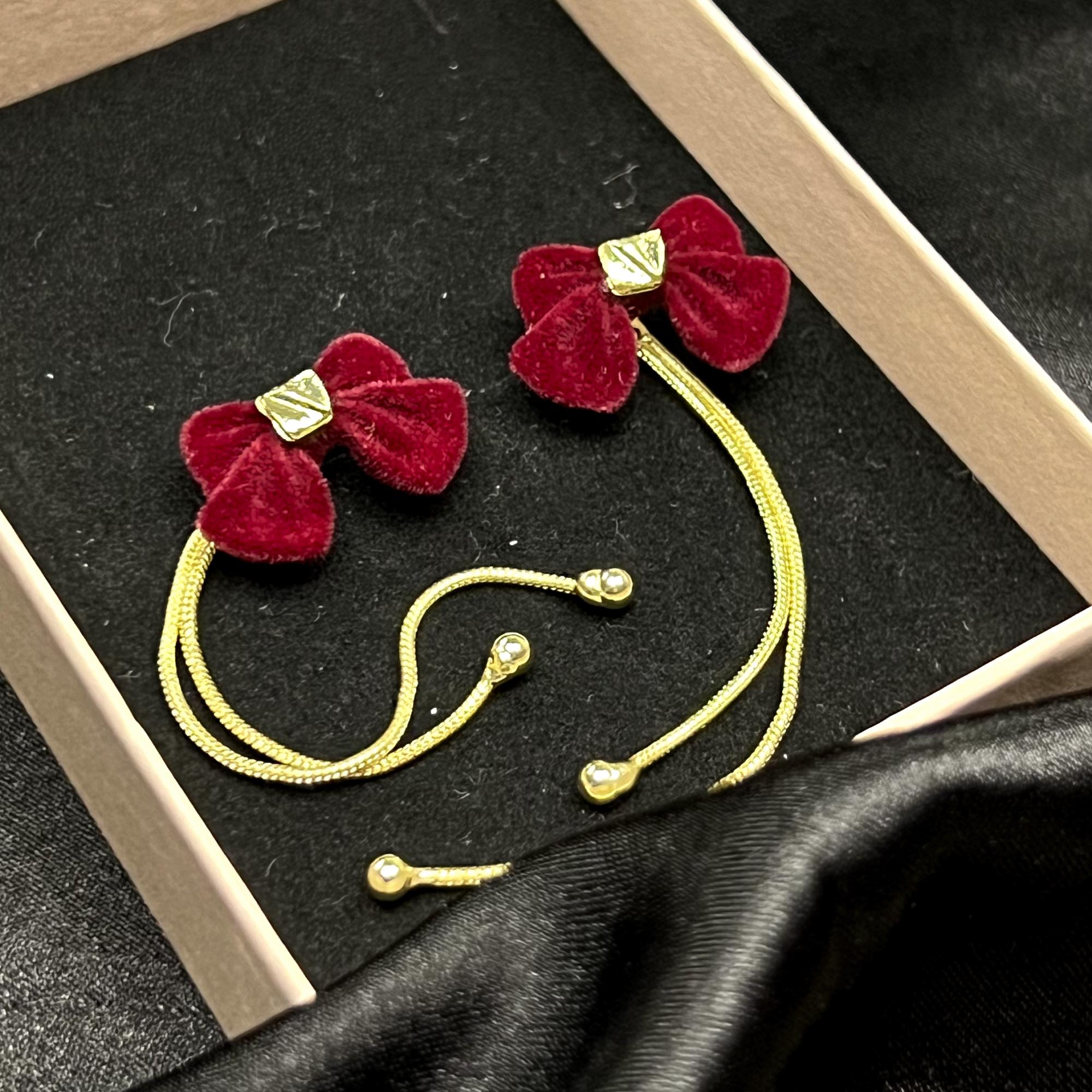 red earrings, coquette bow earrings, christmas earrings, velvet earrings, dangle drop earrings, anniversary gift, christmas gift for her