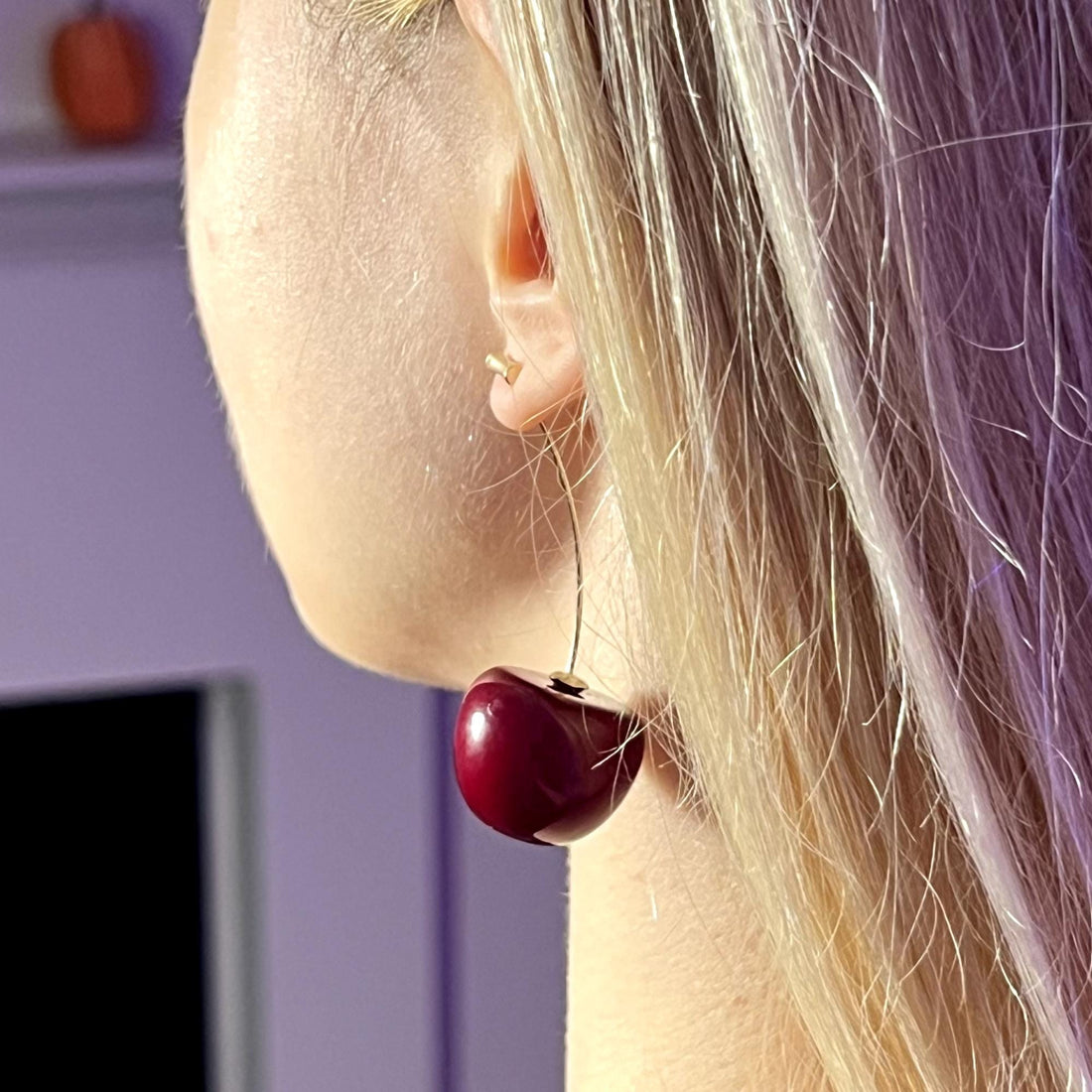 Resin Red Cherry Earrings, Resin Jewelry, Cherry Earring, food earrings, dangle drop gold earrings, anniversary gift, christmas gift for her