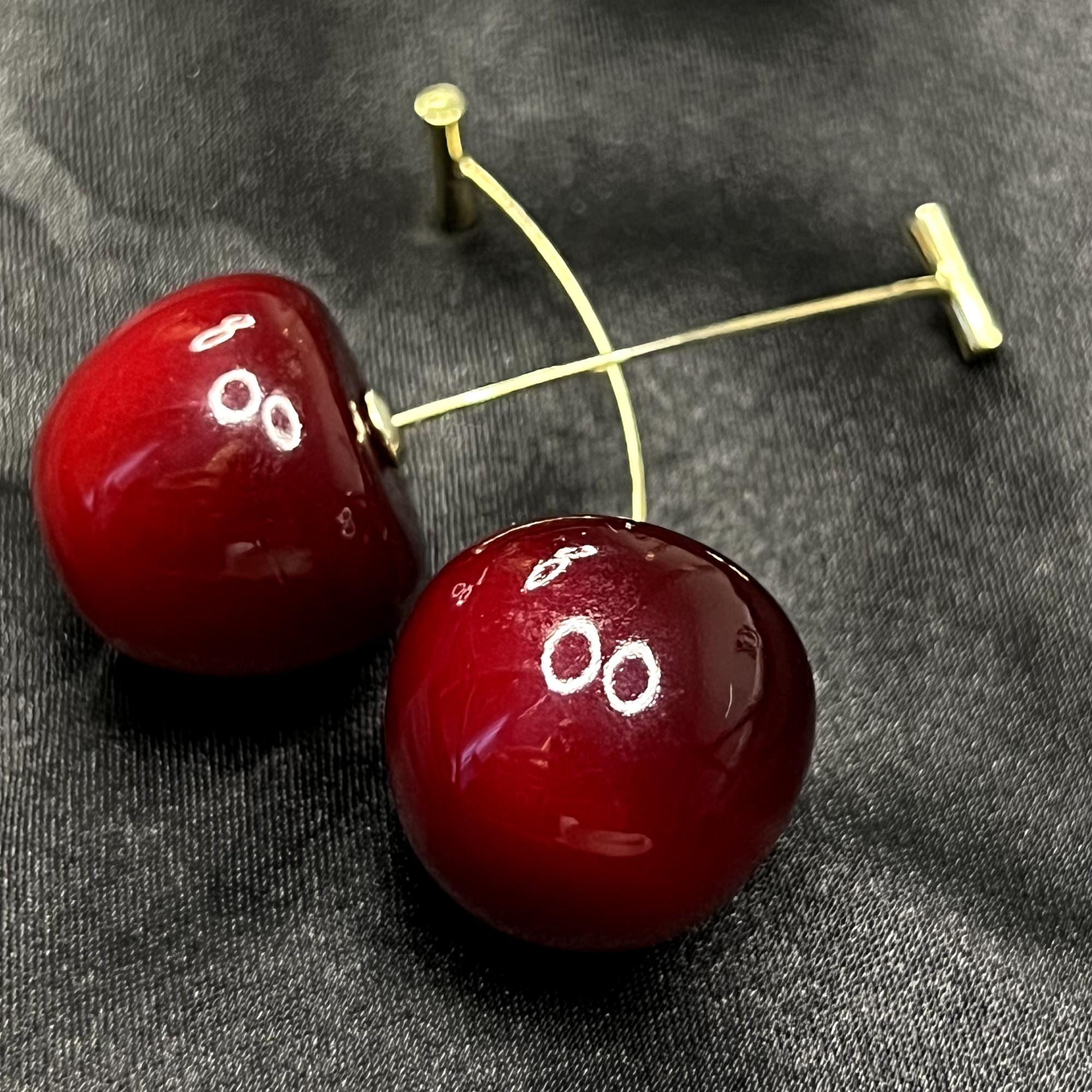 Resin Red Cherry Earrings, Resin Jewelry, Cherry Earring, food earrings, dangle drop gold earrings, anniversary gift, christmas gift for her
