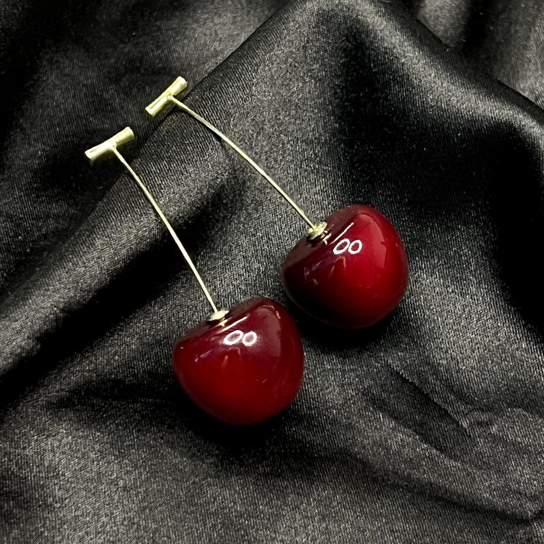 Resin Red Cherry Earrings, Resin Jewelry, Cherry Earring, food earrings, dangle drop gold earrings, anniversary gift, christmas gift for her