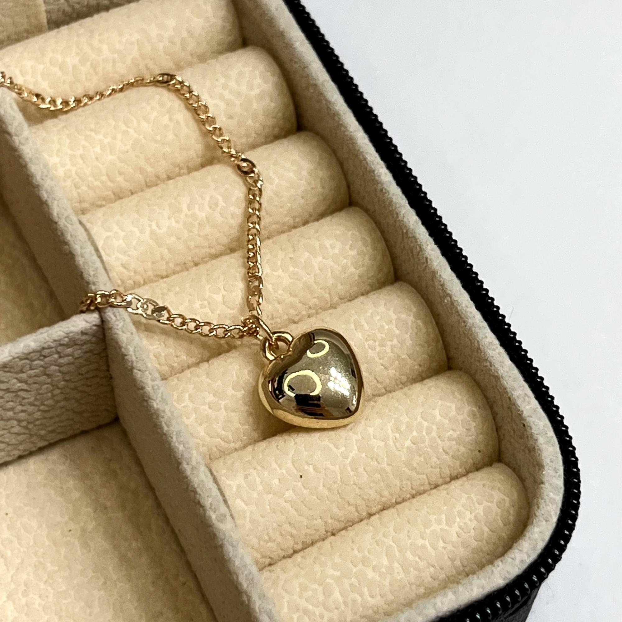 Dainty Gold Heart Necklace, Puffy Heart Necklace, Minimalist Heart Necklace, Gold Heart Pendant Necklace, Gifts for mom, Best Gift for her