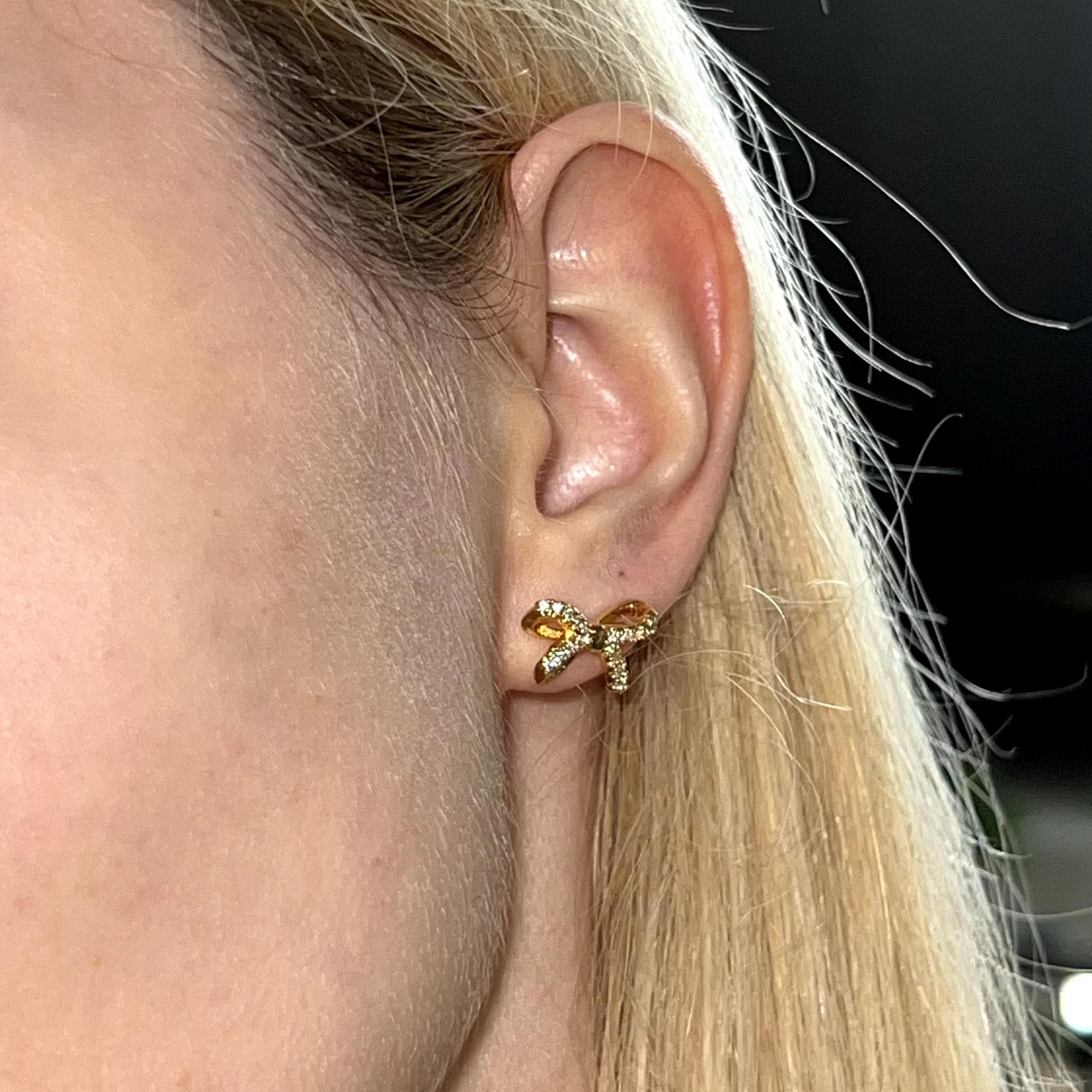 Unique Coquette Bow Earrings, Cubic Zirconia Bow Earrings, Gift For Her, Anniversary Gift, minimalist stud earrings, dainty silver earrings