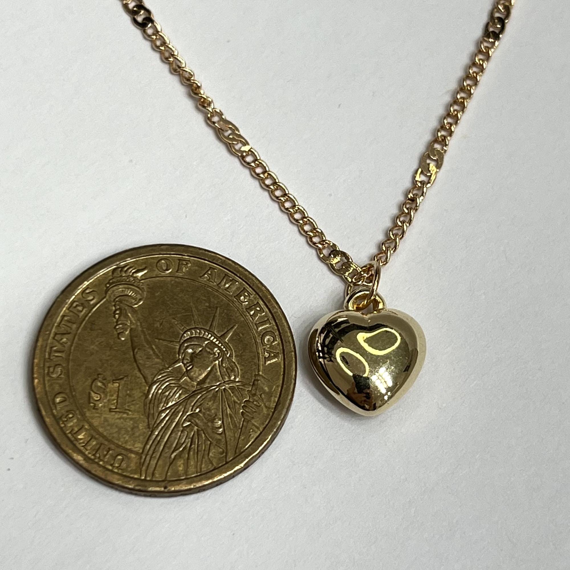 Dainty Gold Heart Necklace, Puffy Heart Necklace, Minimalist Heart Necklace, Gold Heart Pendant Necklace, Gifts for mom, Best Gift for her