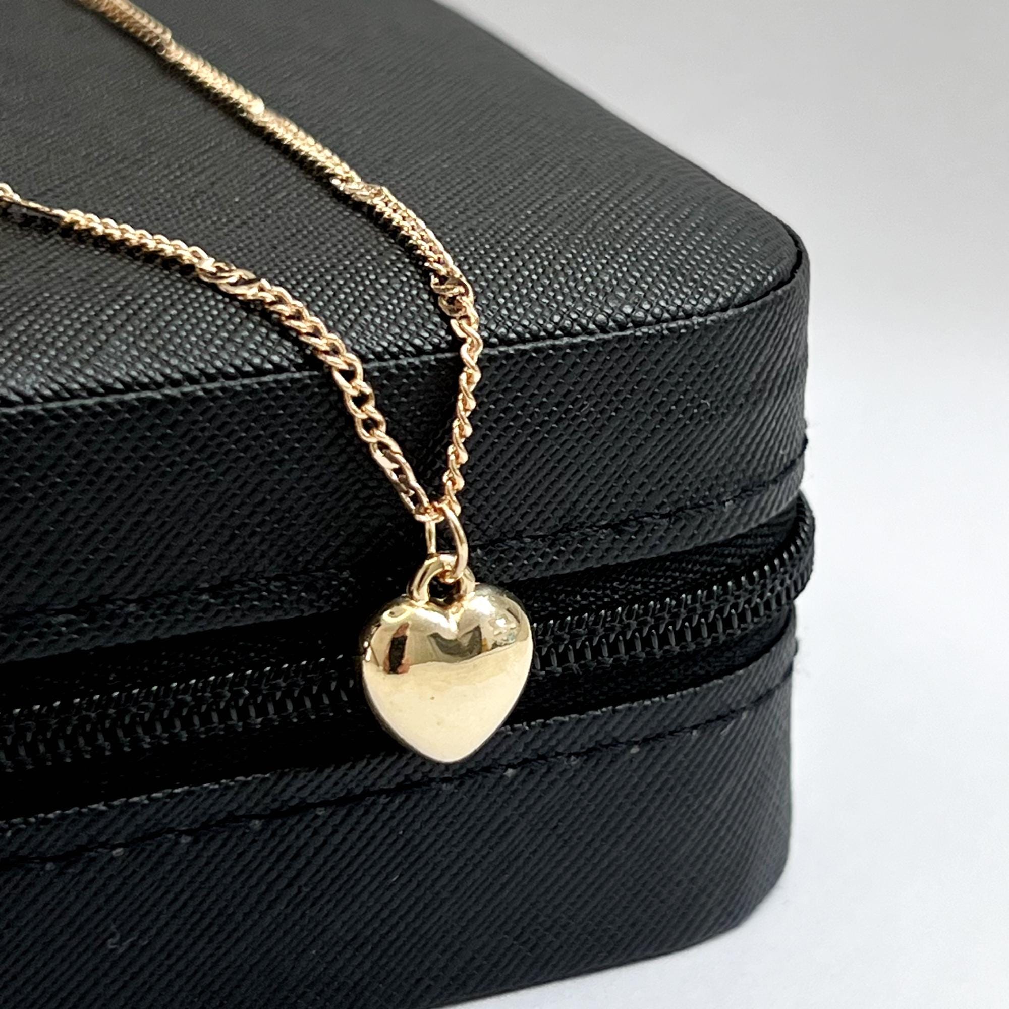 Dainty Gold Heart Necklace, Puffy Heart Necklace, Minimalist Heart Necklace, Gold Heart Pendant Necklace, Gifts for mom, Best Gift for her