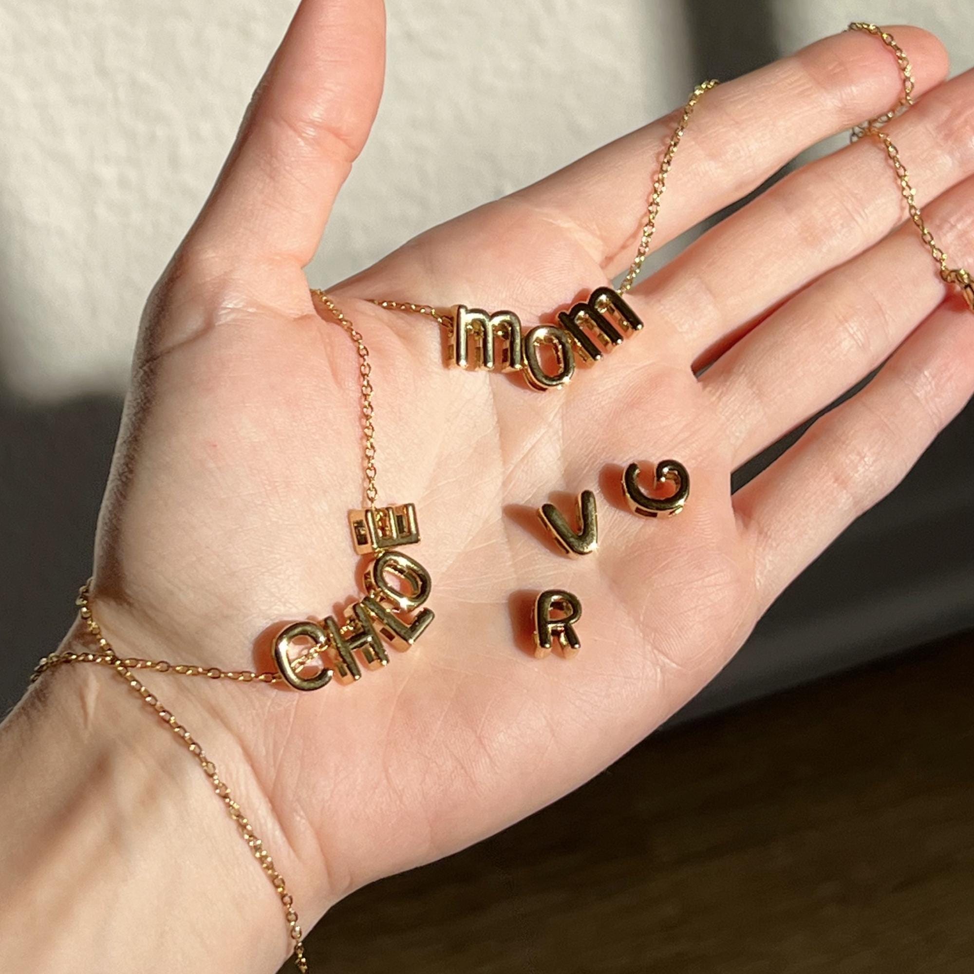 Custom Initial Necklace, Personalized 3D Letter Necklace, Letter D, A, K, Personalized Jewelry, Anniversary Gifts, Charm 3D Necklace For Her